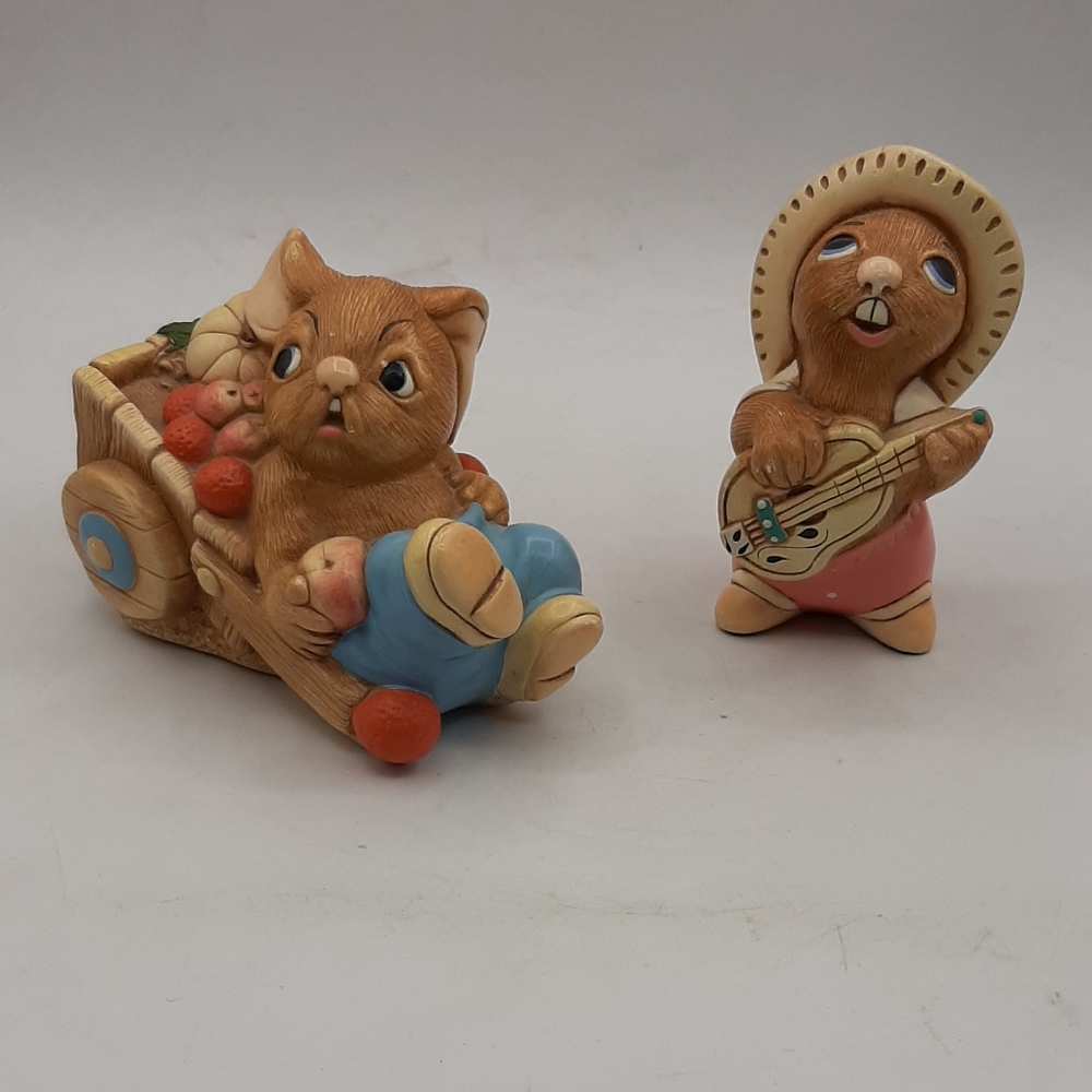 Pendelfin Rabbit Figurine Barrow Boy And Rocky Rabbit Hand Painted England